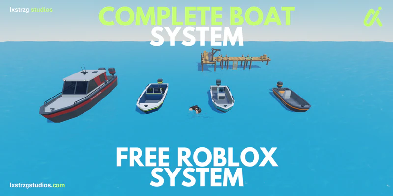 Free Boat System - 4 Boats, Dealer & Animated Mechanics Roblox Studio system cover
