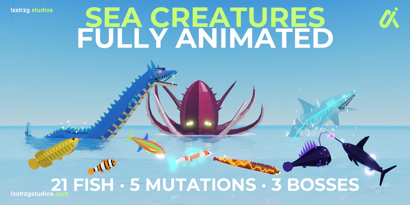 Sea Creatures Pack - 21 Fish + 3 Bosses Roblox Studio system cover